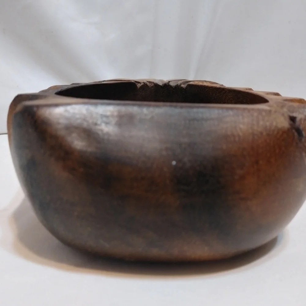 Hand Made Monkey Wood Carved Wooden Bowl Pineapple Dish Vintage Tiki Bar - Picture 12 of 13